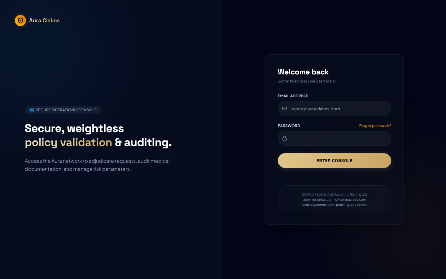 Aura Claims — Secure Operations Console
